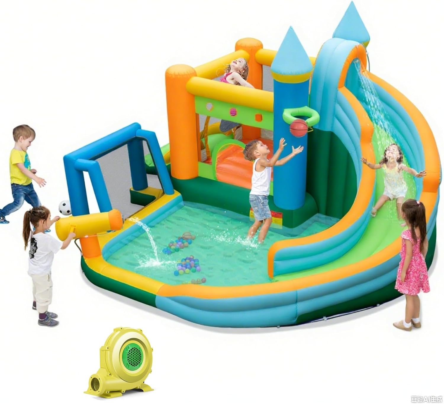 Kids Outdoor Jump House - Château Gonflable Aquatique 9-en-1 pour Grands