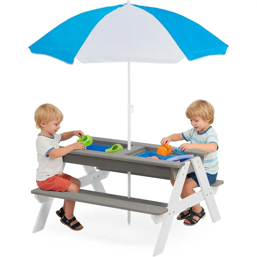Kids Outdoor Wooden Table - Table de pique-nique en bois convertible