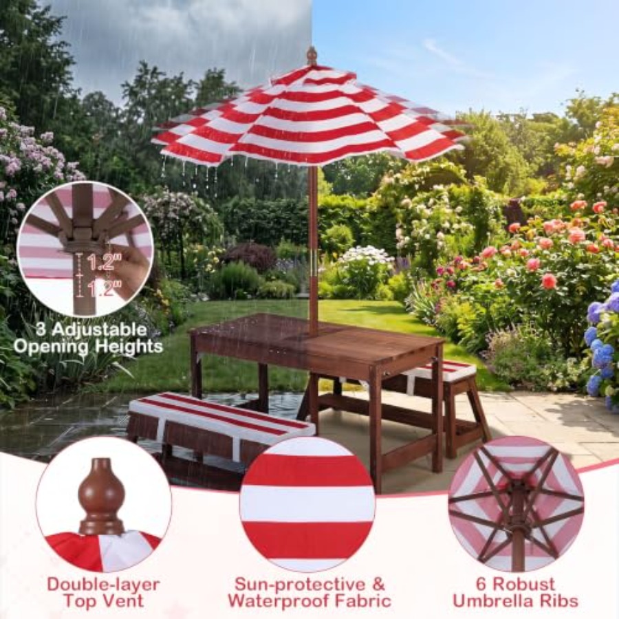 Kids Outdoor Water Table - Table de pique-nique pour enfants d'extérieur,