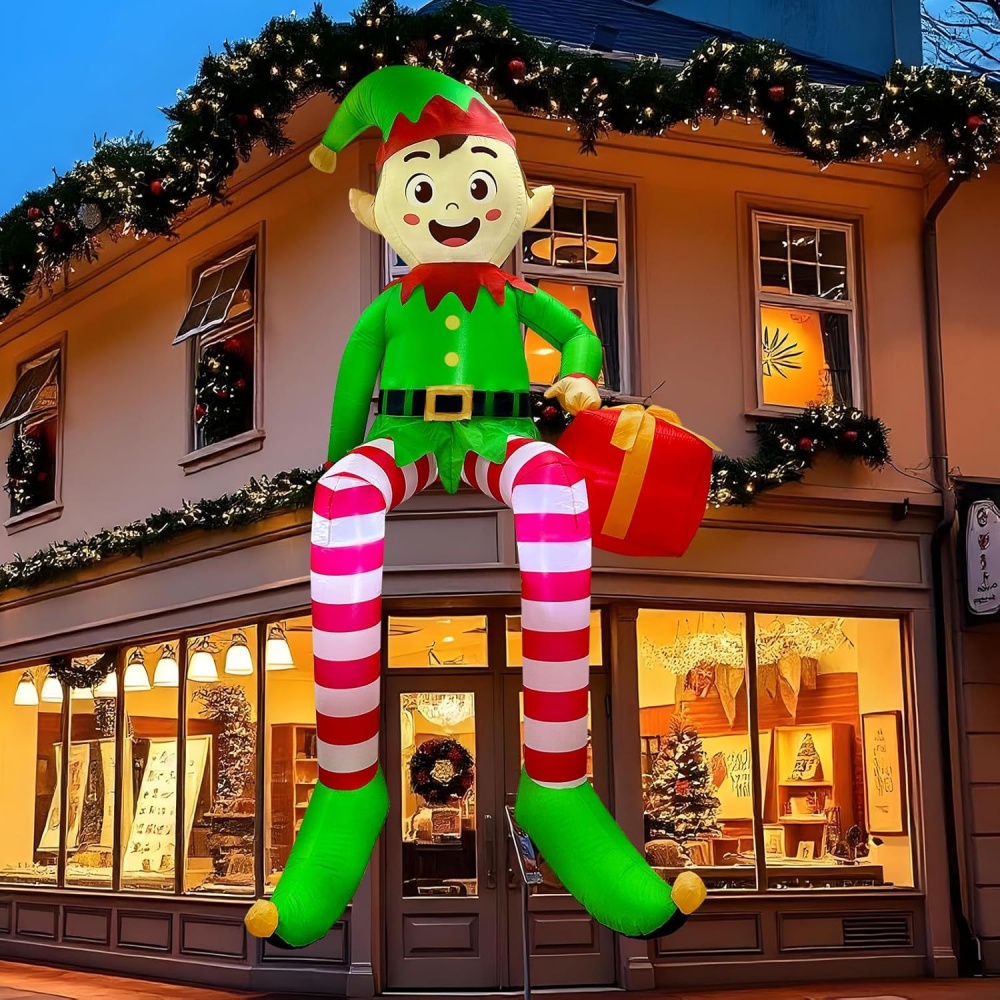 Kids Outdoor Decor - 8FT gonflables de noël assis elfe