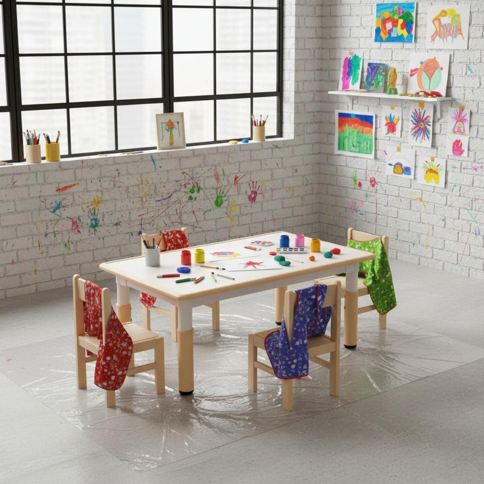 Kids Outdoor Table And Chair Set - Table pour enfants réglable en hauteur,