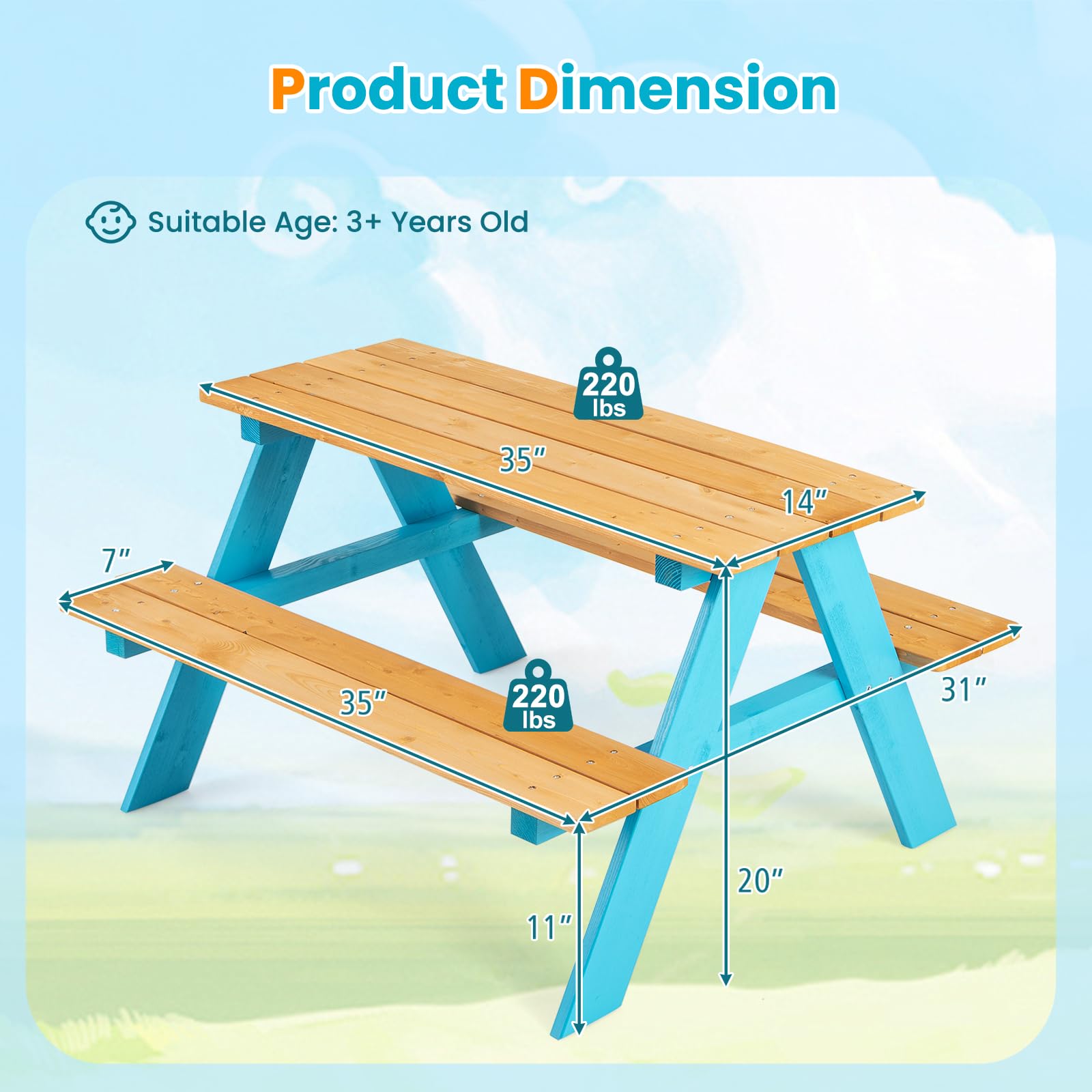 Table et banc de pique-nique e - Kids Outdoor Table And Chair Set avis et prix