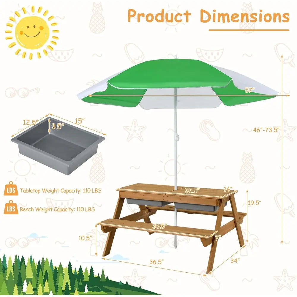 Table de pique-nique 4-en-1 en - Kids Outdoor Water Table avis et prix