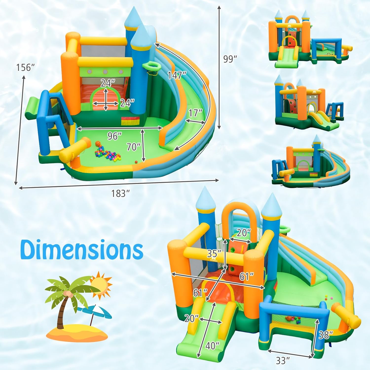 Château Gonflable Aquatique 9- - Kids Outdoor Jump House avis et prix