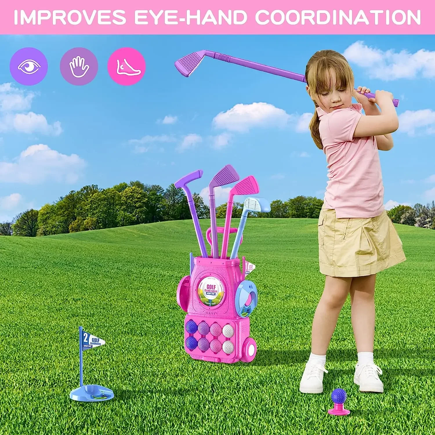 Ensemble de Club de Golf rose  - Kids Indoor Outdoor Cart avis et prix