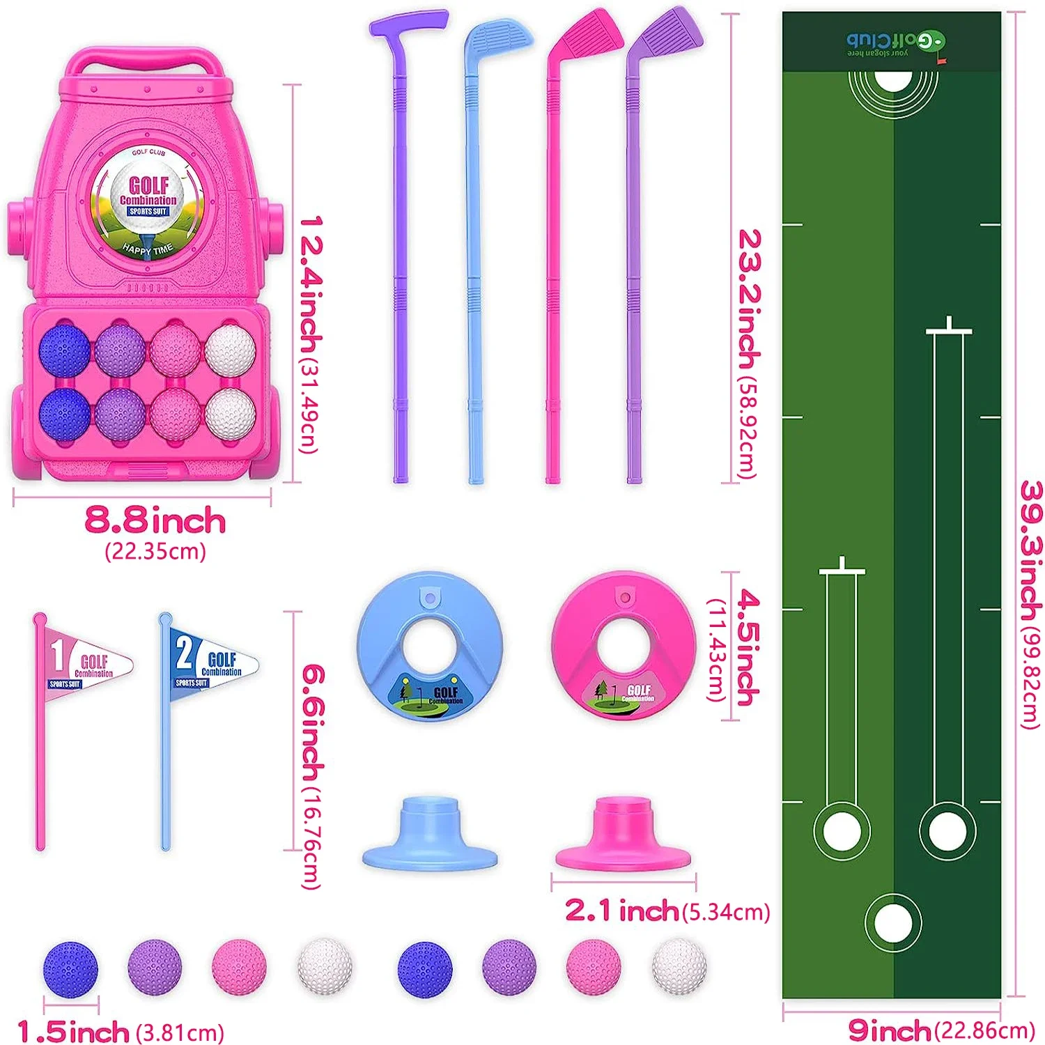 Ensemble de Club de Golf rose  - Kids Indoor Outdoor Cart avis et prix