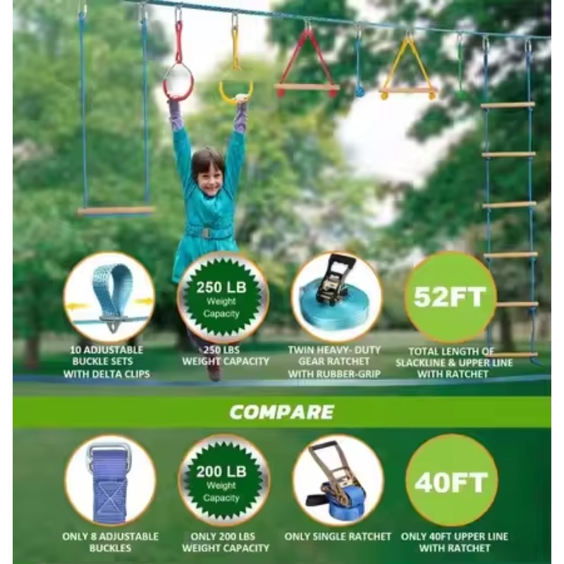 Kit de cours d'obstacles Warri - Kids Outdoor Monkey Bar Set avis et prix